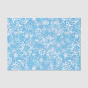 Vintage Holiday Snowflakes on Blue Decoupage Tissue Paper