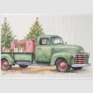 Vintage Holiday Tradition: Truck & Christmas Trees Tissue Paper