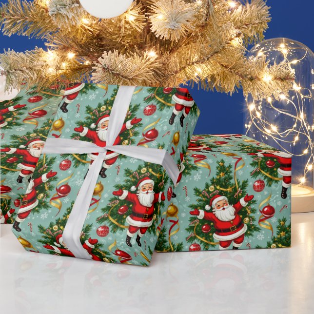 Vintage Holiday Whimsy: Santa & Tree Jubilee Wrapping Paper (Holidays)