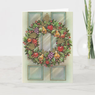 Vintage Holiday Wreath Card