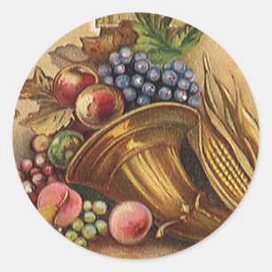 Vintage Holidys, Thanksgiving, Harvest and Pilgrim Classic Round Sticker