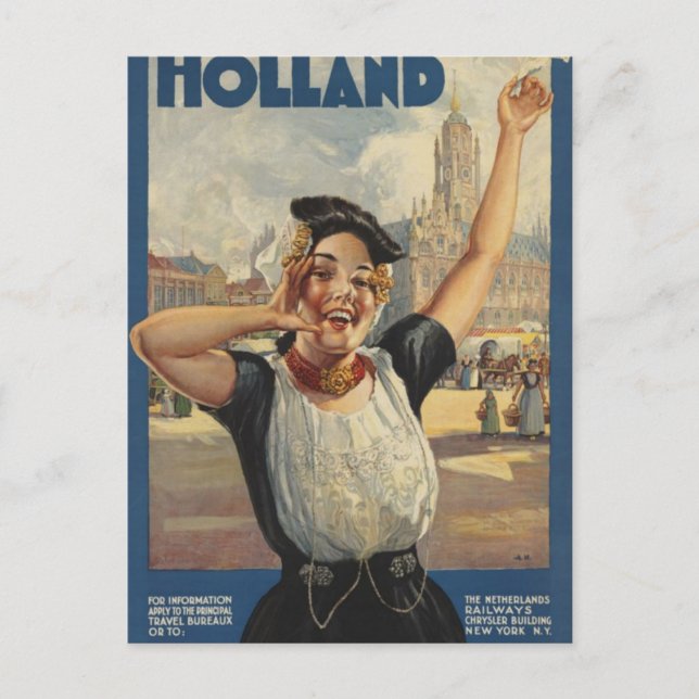 Vintage Holland Air Travel Postcard (Front)