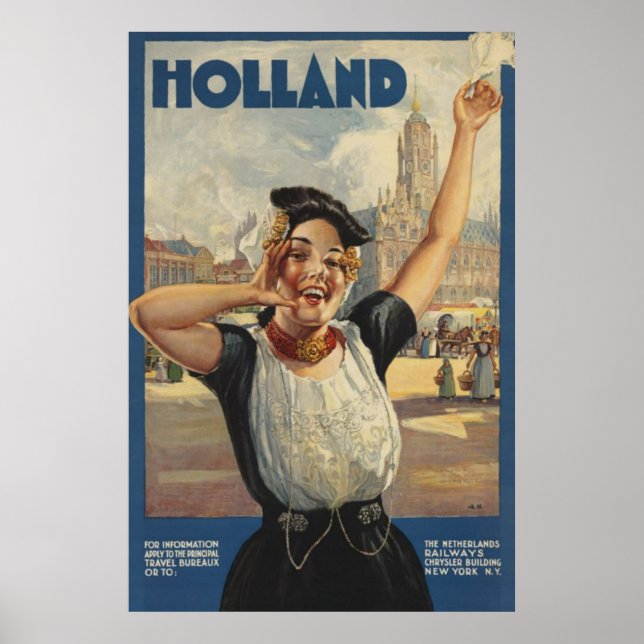 Vintage Holland Air Travel Poster (Front)