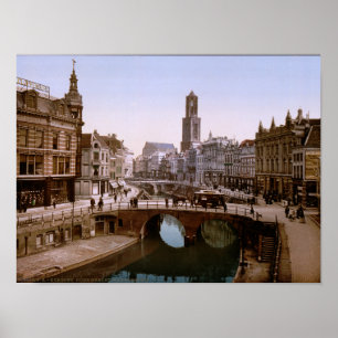 Vintage Holland, Oude Gracht Bakkerburg, Utrecht Poster