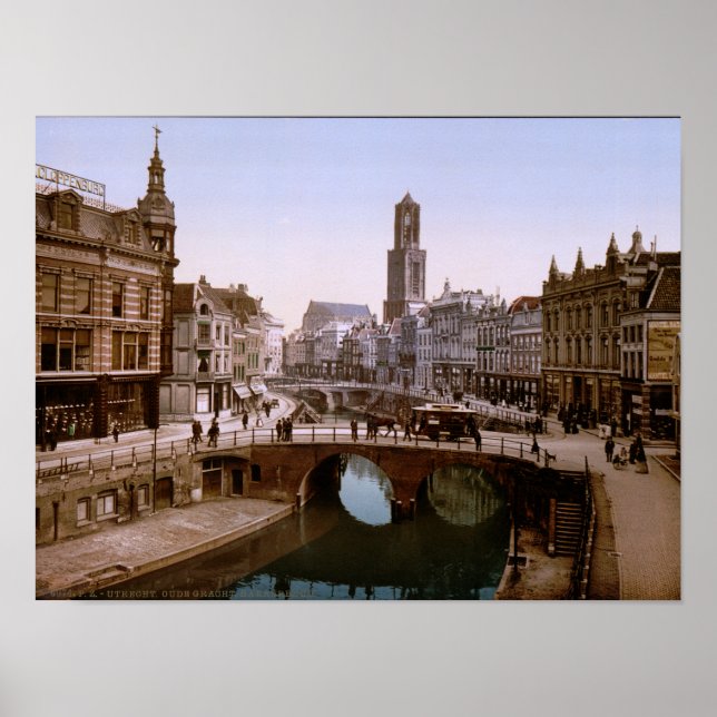 Vintage Holland, Oude Gracht Bakkerburg, Utrecht Poster (Front)