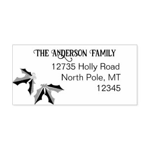 Vintage Holly Address Rubber Stamp