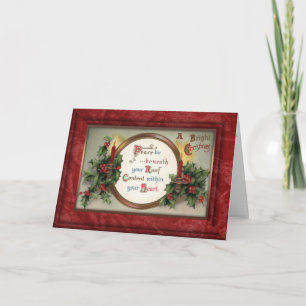 Vintage Holly and Candles Christmas Card