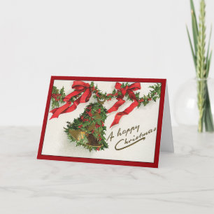 Vintage Holly Bell - Christmas Card