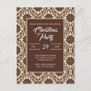 Vintage Holly, Berries & Flowers in cream & brown Holiday Postcard