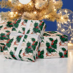 Vintage Holly Berry Christmas party wrap Wrapping Paper<br><div class="desc">design by www.etsy.com/Shop/VanityFlairDesigns.com</div>