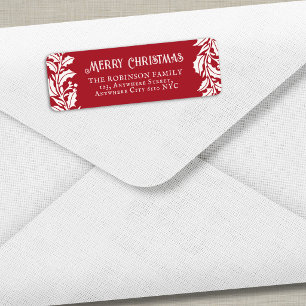 Vintage Holly Berry Christmas Red Return Address Label