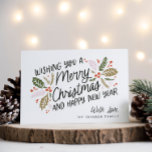 Vintage Holly Bright Typography Christmas Holiday Card<br><div class="desc">This festive and chic holiday photo card features our original hand-drawn winter foliage with sweet styled typography in vibrant colours.</div>