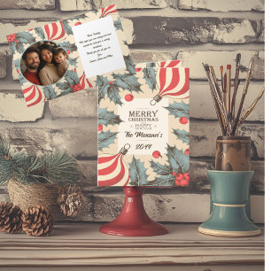 Vintage Holly Folded Holiday Card