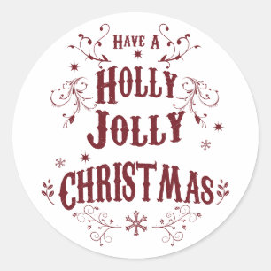 Vintage Holly Jolly Christmas Classic Round Sticker