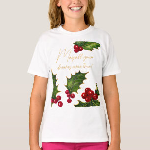Vintage Holly Kids Christmas T-Shirt