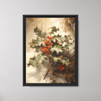 Vintage Holly Stretched Canvas Wall Art