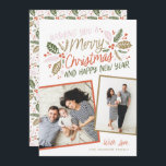 Vintage Holly Tilted Snapshot Multi-Photo Holiday Card<br><div class="desc">This festive and chic holiday photo card features our original hand-drawn winter foliage with sweet styled typography in vibrant colours and 2 tilted photos. The back comes with a matching pattern</div>