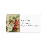 Vintage Hollyhocks Address Labels