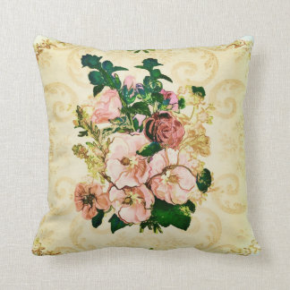 Vintage Hollyhocks Cushion