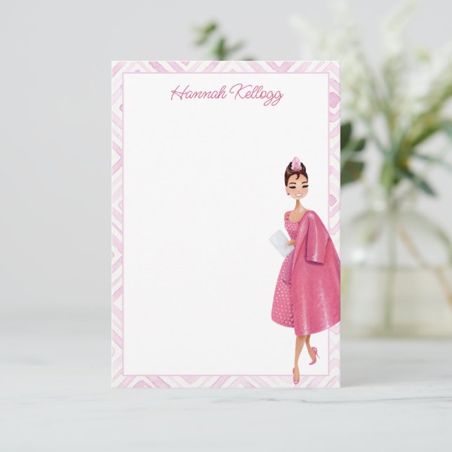 Vintage Hollywood Audrey Pink Personalised Thank You Card (Standing Front)