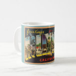 Vintage Hollywood California Mug<br><div class="desc">An old colourful postcard greeting from Hollywood,  California. If you prefer a different background colour on the mug - it's easy to change.</div>