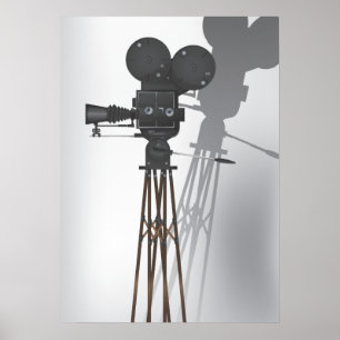 Vintage Hollywood Camera Poster