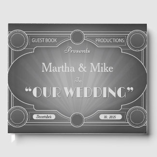 Vintage Hollywood Old Movie Title Black & White Guest Book
