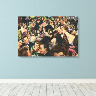 Vintage Hollywood Theme Fancy Party with Balloons Canvas Print
