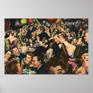 Vintage Hollywood Theme Fancy Party with Balloons Poster