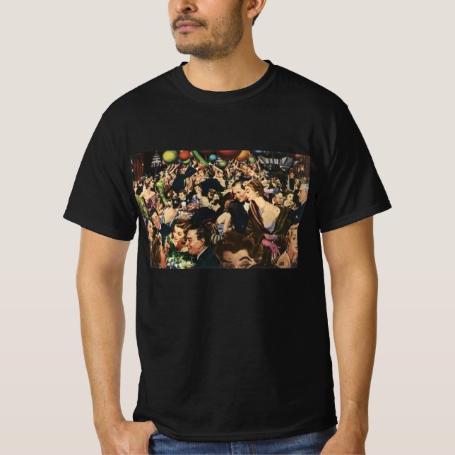 Vintage Hollywood Theme Fancy Party with Balloons T-Shirt (Front)