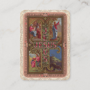 Vintage Holy Card Jesus Lace Catholic 