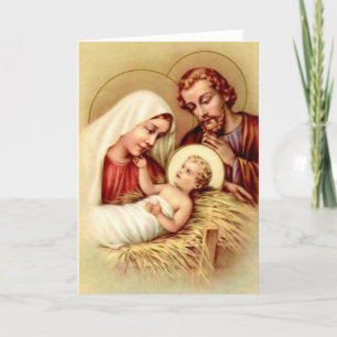 Vintage Holy Family Christmas Greeting Card