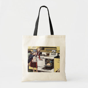 Vintage Home Interior, Mum in the Kitchen Cooking Tote Bag