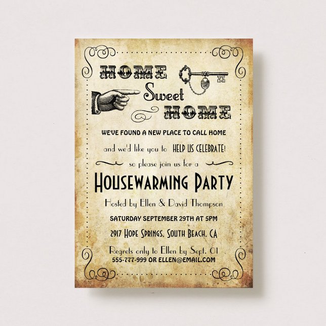 Vintage "Home Sweet Home" Housewarming Invitations (Creator Uploaded)