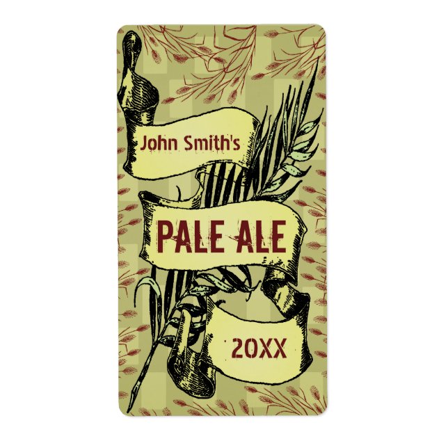 Vintage HomeBrewed Beer Label Scroll Gold-Red (Front)