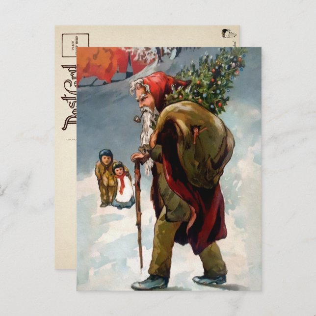 Vintage Homeless Looking Santa Postcard (Front/Back)