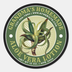 Vintage Homemade Aloe Vera Lotion Template Classic Round Sticker