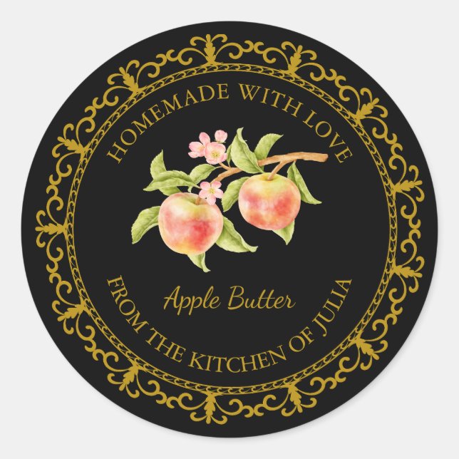 Vintage Homemade Apple Butter Label l Black (Front)