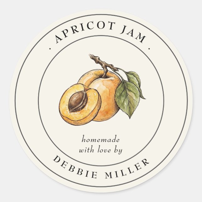 Vintage Homemade Apricot Jam canning jar Label (Front)
