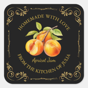 Vintage Homemade Apricot Jam Square Label