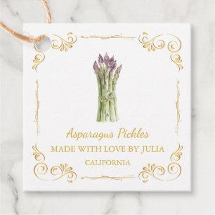 Vintage Homemade Asparagus Pickle Square Hang Tag