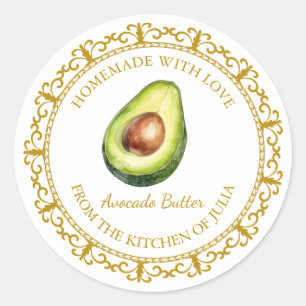 Vintage Homemade Avocado Butter Label l White