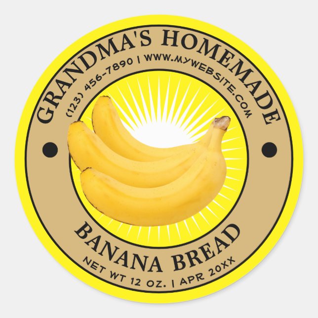 Vintage Homemade Banana Bread Label Template (Front)
