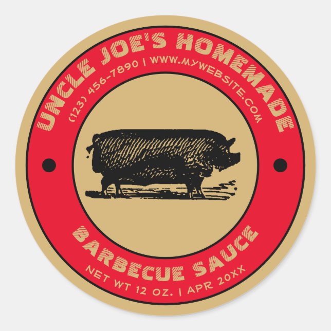 Vintage Homemade Barbecue Sauce Label Template (Front)