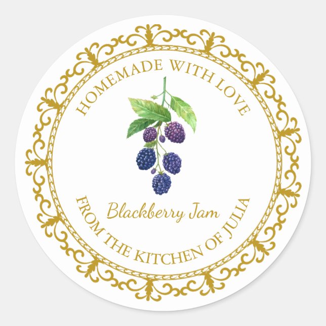 Vintage Homemade Blackberry Jam Label l White (Front)