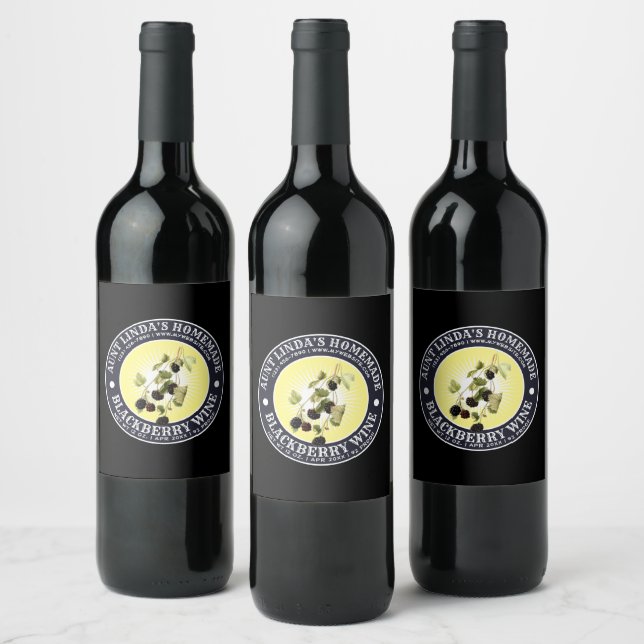 Vintage Homemade Blackberry Wine Label Template (Bottles)