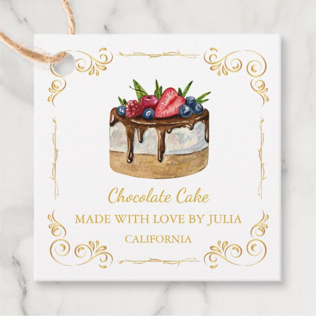 Vintage Homemade Cake Square Hang Tag (Front)