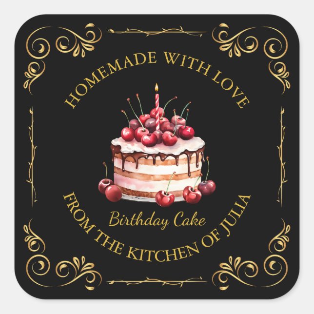 Vintage Homemade Cake Square Label (Front)