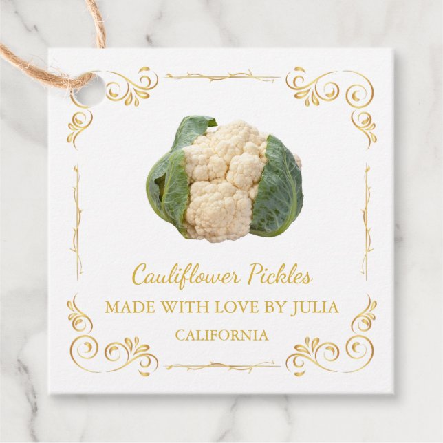 Vintage Homemade Cauliflower Pickle Hang Tag (Front)