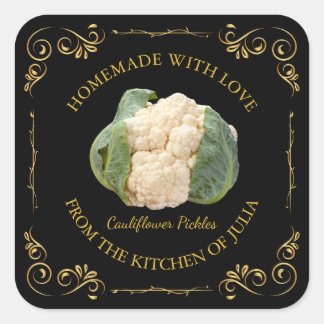 Vintage Homemade Cauliflower Pickle Square Label
